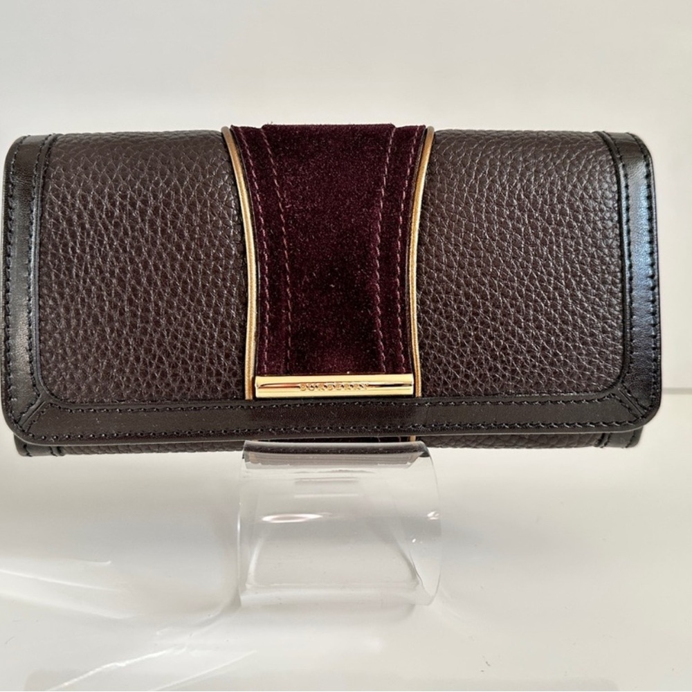 Burberry Dark Brown and Burgundy Leather Wallet